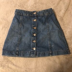 button up denim skirt